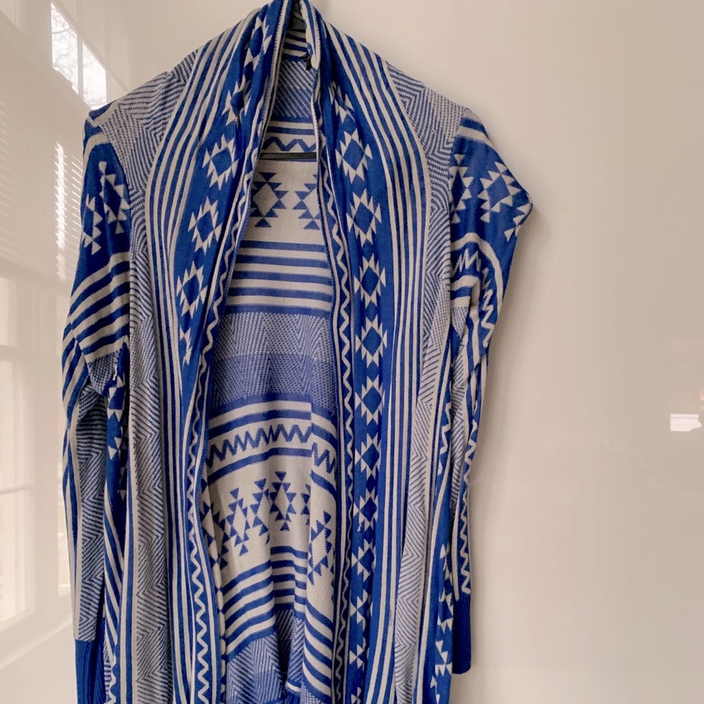 Blue Fringe Southwest Native Tribal Cardigan